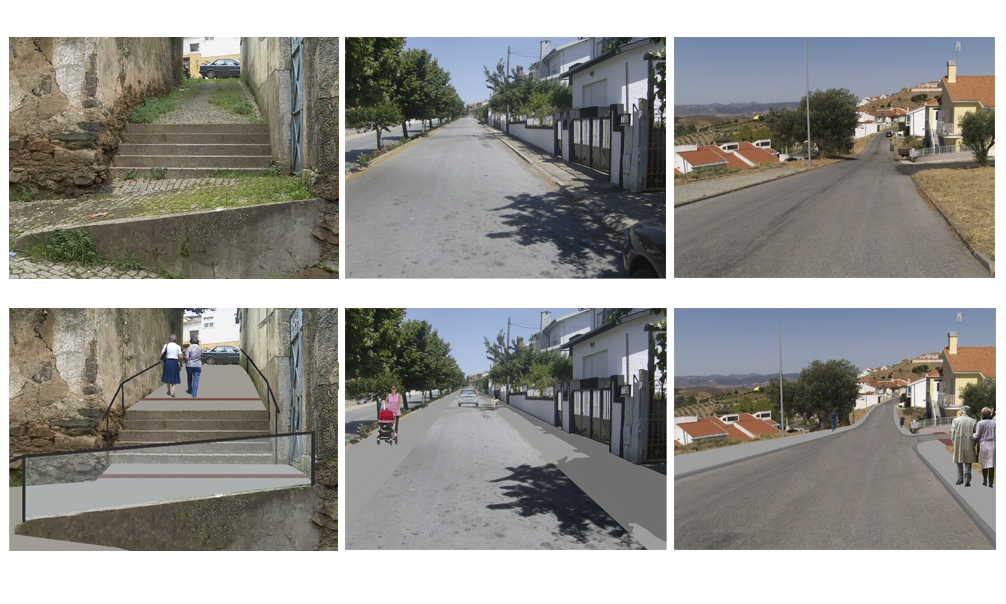 Imagens do existente e fotomontagens do proposto