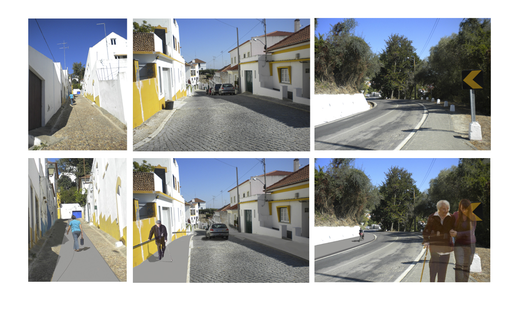 Imagens do existente e fotomontagens do proposto