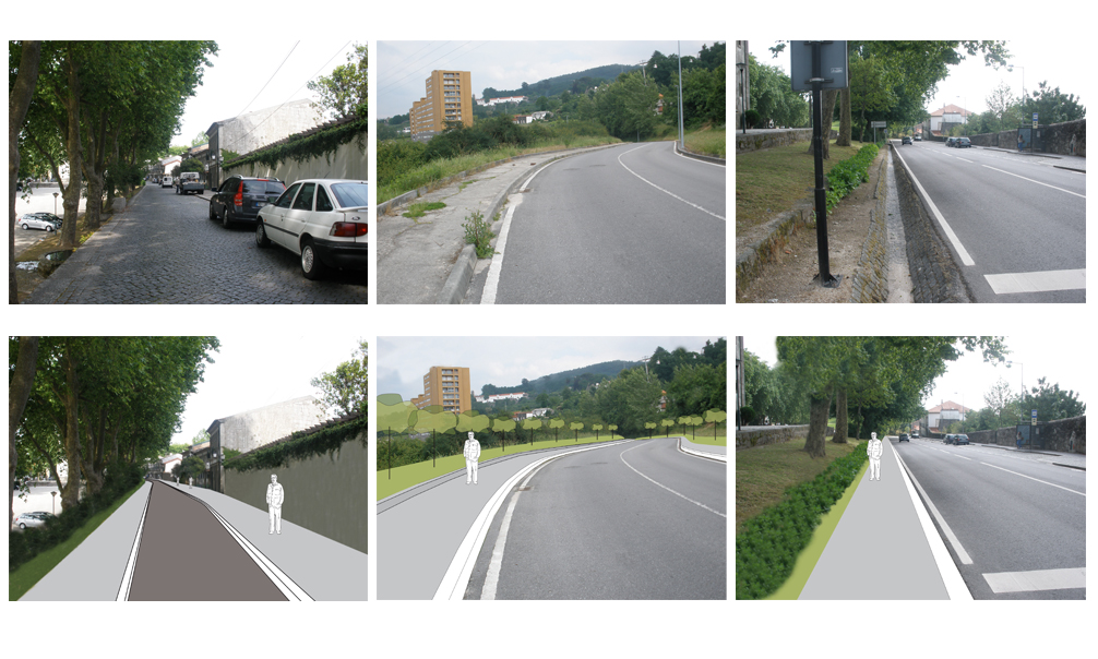 Imagens do existente e fotomontagens do proposto